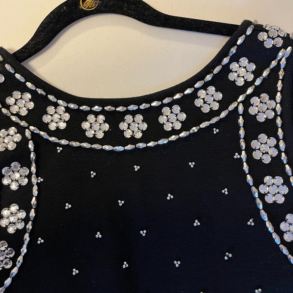 Chic Black Mini Dress with Embellishments. - Picture 4 of 7